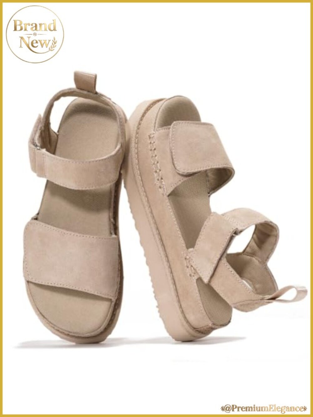 Genuine Leather Platform Sandals for Women Memory Foam Comfort Slides